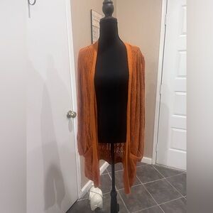 Market & Spruce Rust Open Knit Cardigan